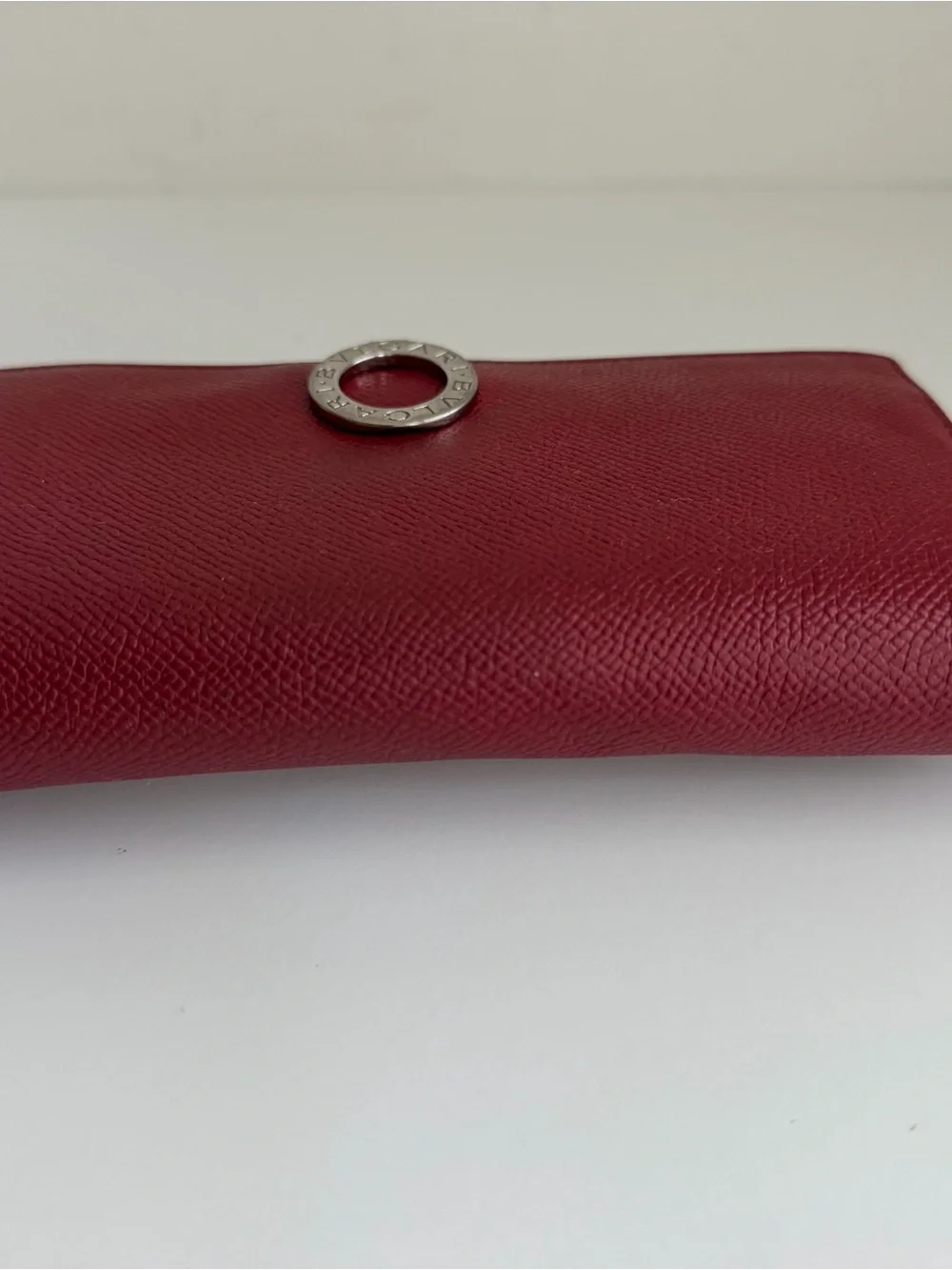 Authentic Bvlgari Clip Red Leather Long Wallet